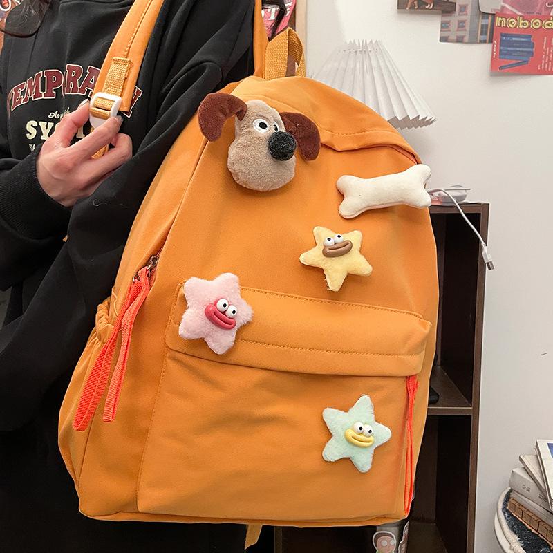 Student schoolbag Japanese and Korean simple cartoon accessories casual backpack fresh and sweet large capacity versatile commuter backpack