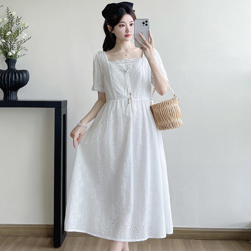 2026 Summer Maternity Fashion: Embroidered Loose Sweet Dress M