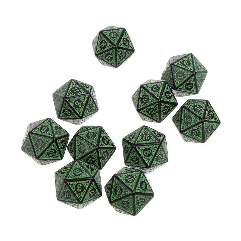 10Pcs 20 Sided Polyhedral Acrylic Table Game Dice D20 Dice for Math Dice Games Acrylic Dices Kit For Party