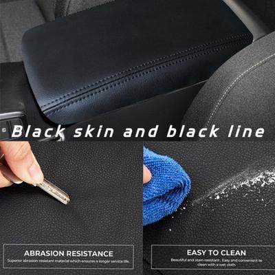 Best Leather Center Console Lid Armrest Cover Trim For Honda Civic 22 Black Line
