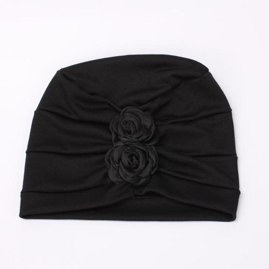 Women Rose Flowers Decor Beanie Cap Snood Hat Fashion Headwrap Headwear Gift
