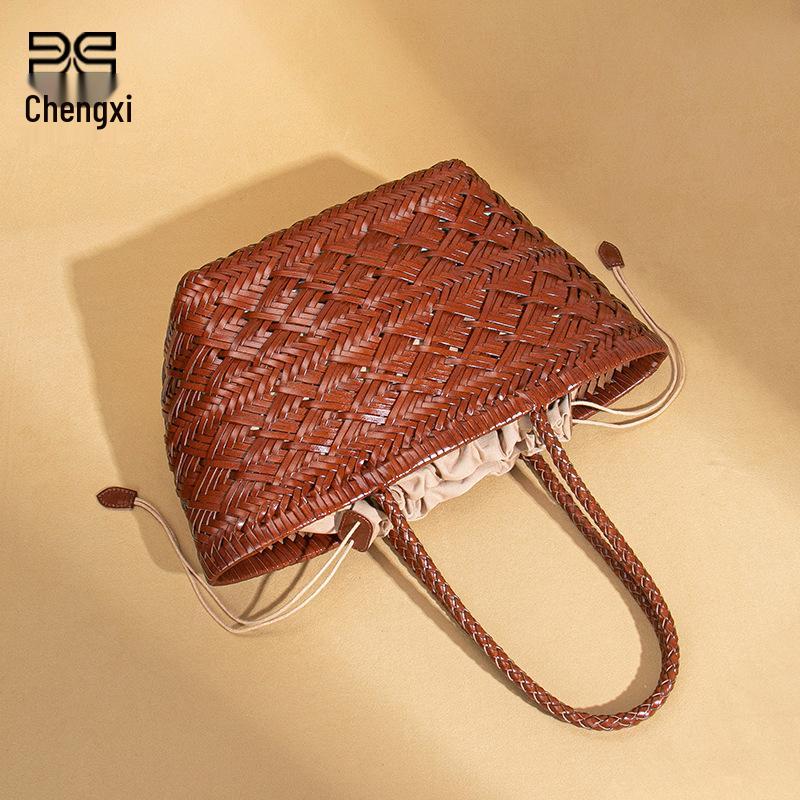 French High-End Woven Basket Handbag