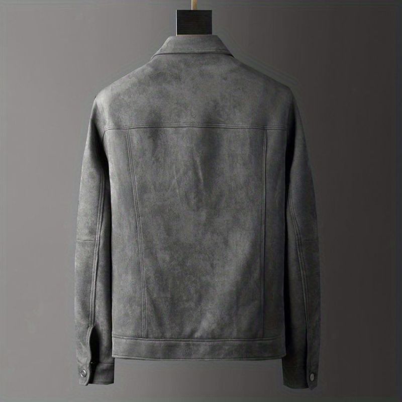 2023 New Autumn and Winter Polo Neck Slim Fit Handsome Casual and Versatile Korean Style Work Wear Deerskin Fleece Jacket