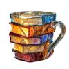 300ml Painted Book Mug 3D Painted Book Coffee Mug for Readers Librarians Literature Lovers