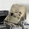 Unisex Vintage Gewaschenes Baumwoll-Kurzarm-T-Shirt - Trendiger Europäischer und Amerikanischer Lockerer Schnitt
