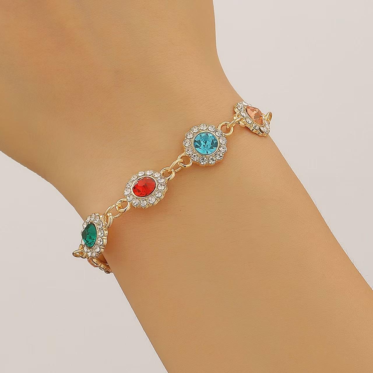 Французский ретро цвет дофаминовый набор подсолнухов с бриллиантами легкая роскошь нишевый высококлассный браслет ожерелье аксессуары