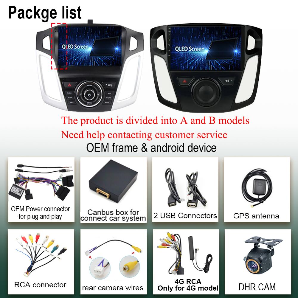 Android 14 Head Unit For Ford Focus 3 Mk 3 2011 -2019 Car Radio Video Player GPS Stereo Navigation Auto Touch QLED Screen WIFI