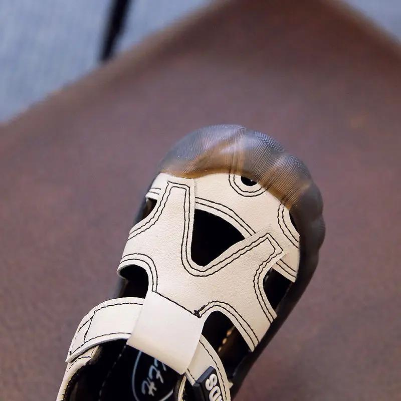 Boys Soft Sole First Walking Shoes 2024 Summer New Kids Beach Shoes Hollow Headed Anti-kick Kids Casual Beach Shoes for Vacation