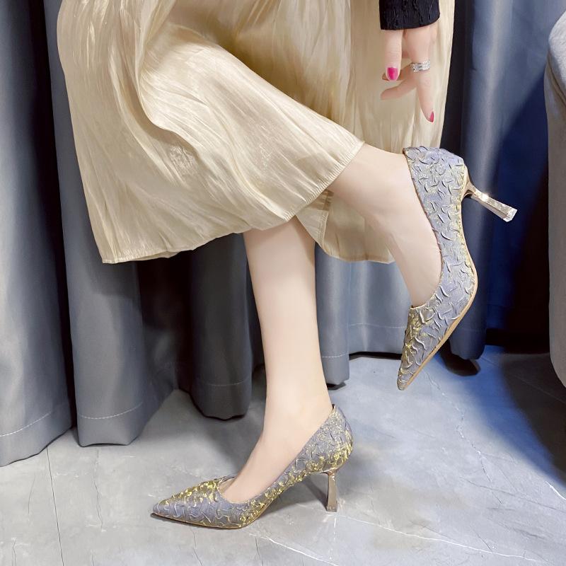 Printemps et été chaussures pour dames chaussures à talons aiguilles pointues chaussures décontractées à talons hauts