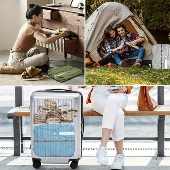 Pungi cu compresie prin vacuum cu pompă Pungi de sigilare prin vacuum pentru călătorii Pungi de compresie reutilizabile impermeabile pentru haine Valize Rucsacuri Organizarea casei