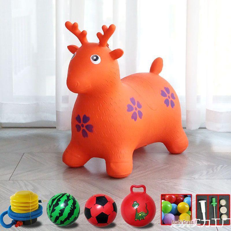 Extra Large Inflatable Bouncy Horse with Music - Thickened Leather Ride-On Pony for Children