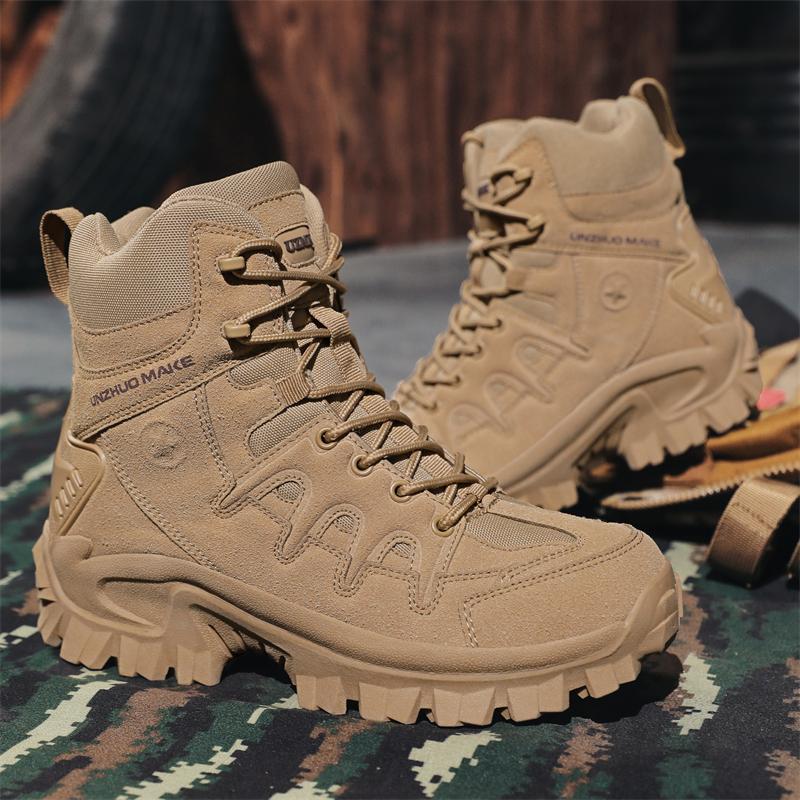 Military Tactical Boots Desert Combat Outdoor Army Hiking Shoes Waterproof Travel Shoes Leather Male Ankle Boots