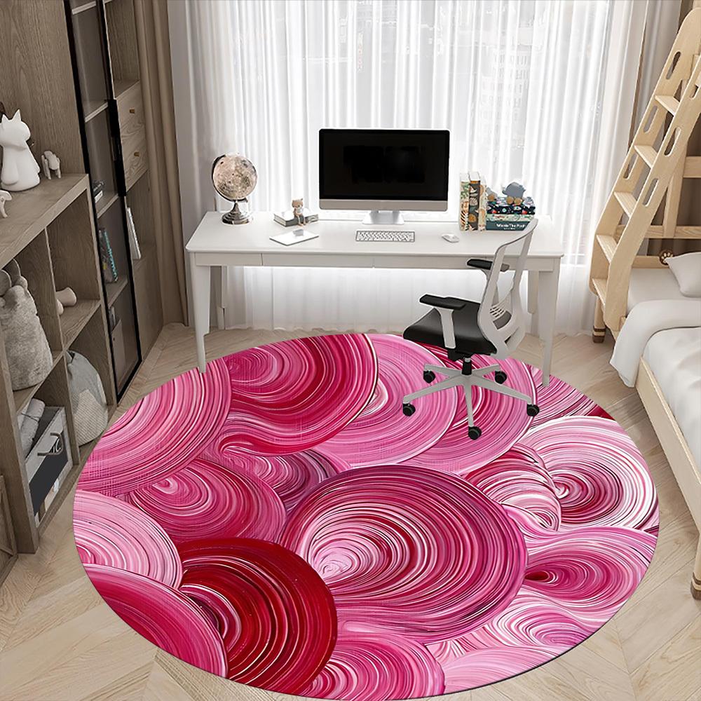 1pc Swirls Circles Office Round Area Rug, Mat Suitable For Office, Under Office Chairs Bedroom Living Room Home Decor, Room Deco
