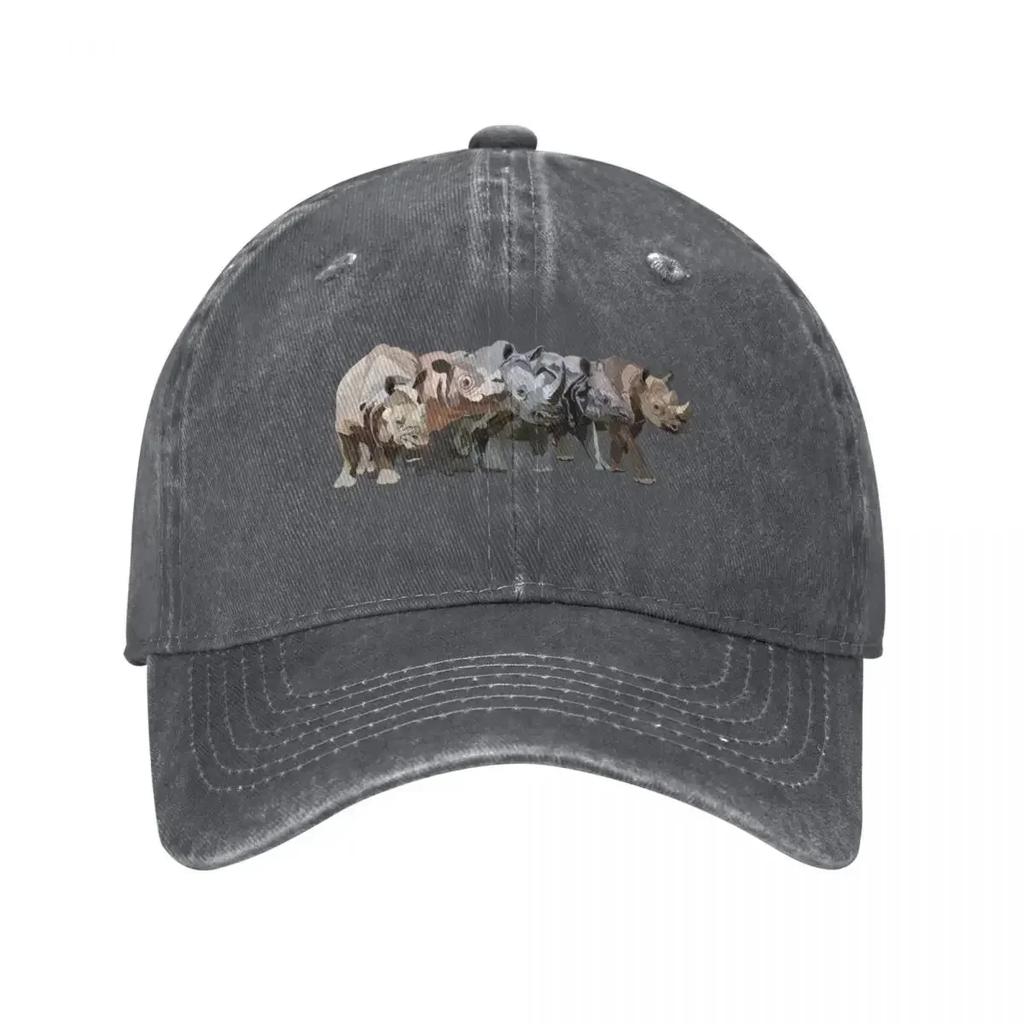 Rhino Species Baseball Cap Sun Hat For Beach Custom Cap Men Hats Womens
