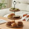 Wohnzimmer Couchtisch Holz Tischmatte Mehrschichtiges Frühstückstablett Kuchenplatte Aufbewahrungsregal, Holz 3-stöckige Dessert-Snack-Obstplatte, Heim Schreibtisch Tablett