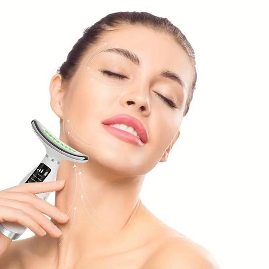 7-Farben LED Lichttherapie Gesichtsmasseur Anti-Aging, Hautstraffung Gesichtsabnehmstab, Vibration, Faltenreduzierung für Gesicht, Hals, Auge