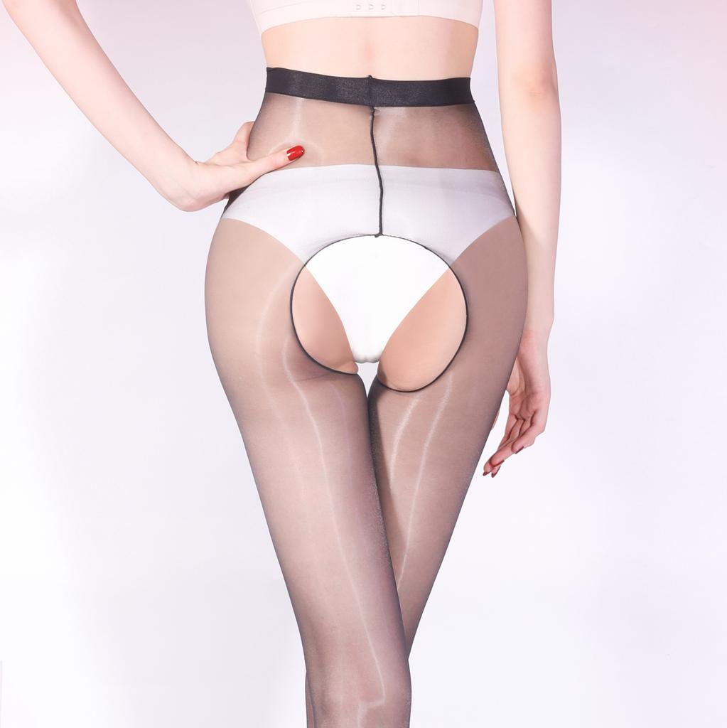 5D Sexy Aurora Oily One-Line Crotch Stockings Silky Smooth Crotchless Pantyhose Ultra-Thin Women Summer Fashion Ol Jk Ootd