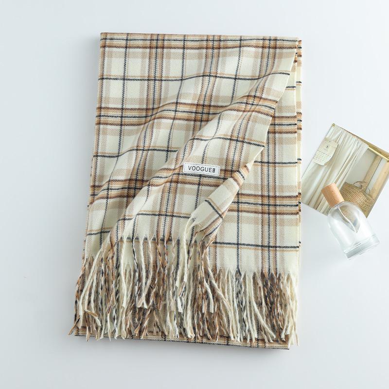 Damen High-End 2025 Karoschal: Imitation Kaschmir, Koreanischer Stil, Vielseitiger Herbst/Winter Warmer Nackenwärmer Schal.