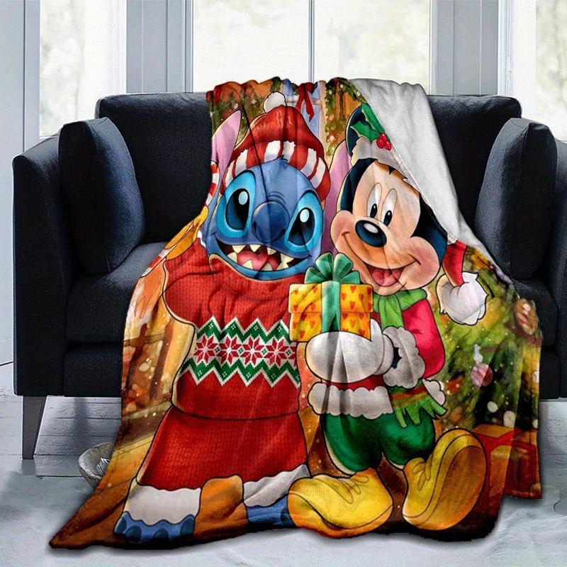 

1 шт. Милый Плюшевый Плед с Принтом Стича и Микки Мауса - Мягкий, Всесезонный Плед для Гостиной, Спальни, Персонализированный Подарок 80cmx120cm(31inx47in)