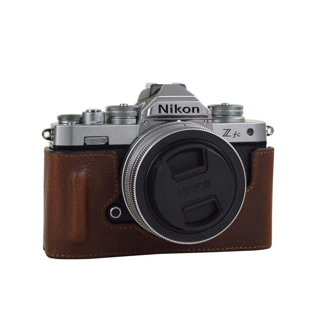 kinokoo Case for Nikon Z FC Mirrorless ZFC Protective Camera Tripod Thread Half Case with Hand Gift Bag Genuine Leather Camera, Case, Case,