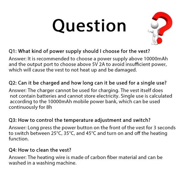 Vintermerke for menn USB elektrisk oppvarmingsvest høykvalitets USB hurtigoppvarming varm vest 3 nivåer temperaturjakker utendørs varmjakke