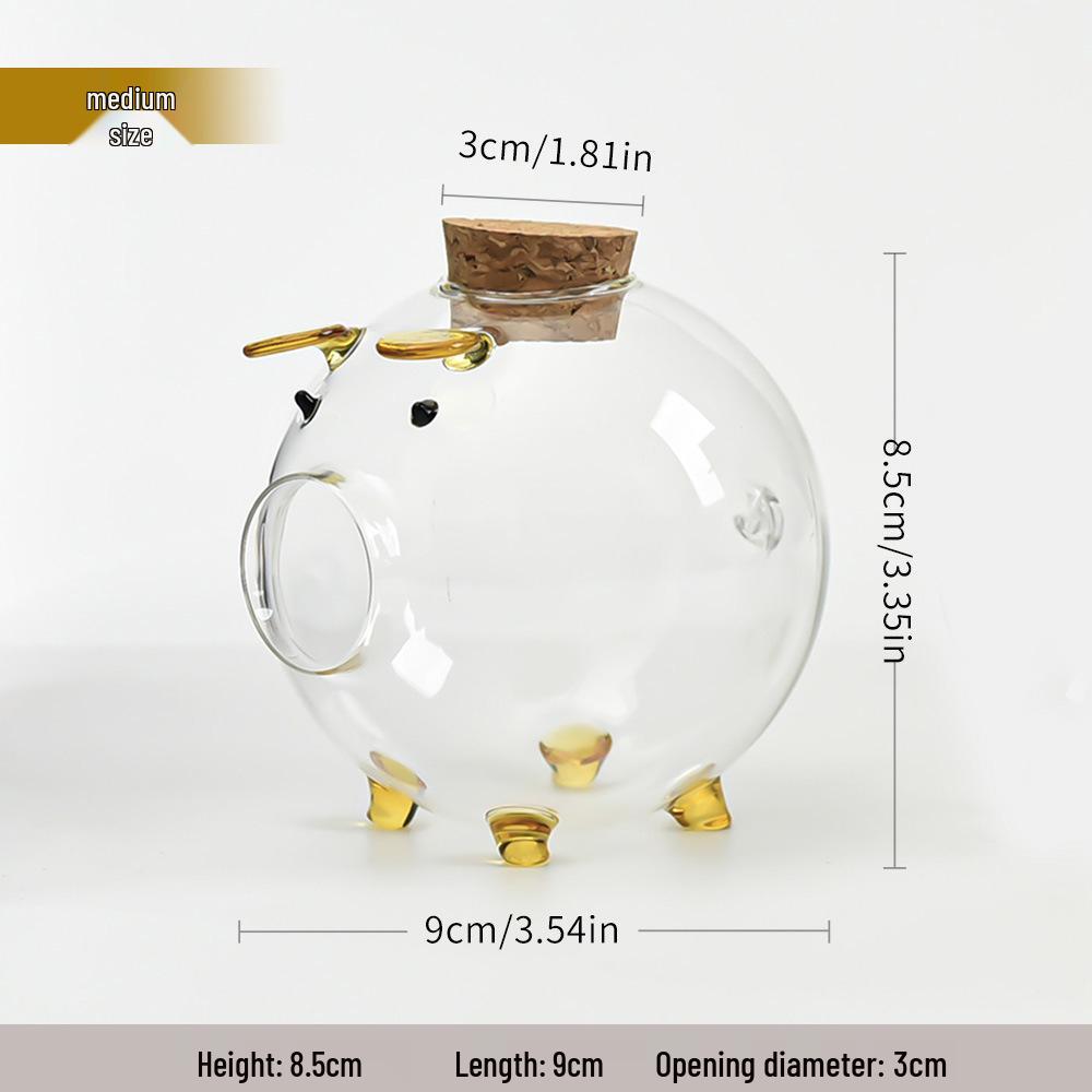 Mini Golden Bean Borosilicate Glass Piggy Bank & Wishing Bottle