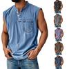 Men's Sleeveless Shirts V Neck Breathable Shirts Casual Summer Lightweight Pocket Top Button