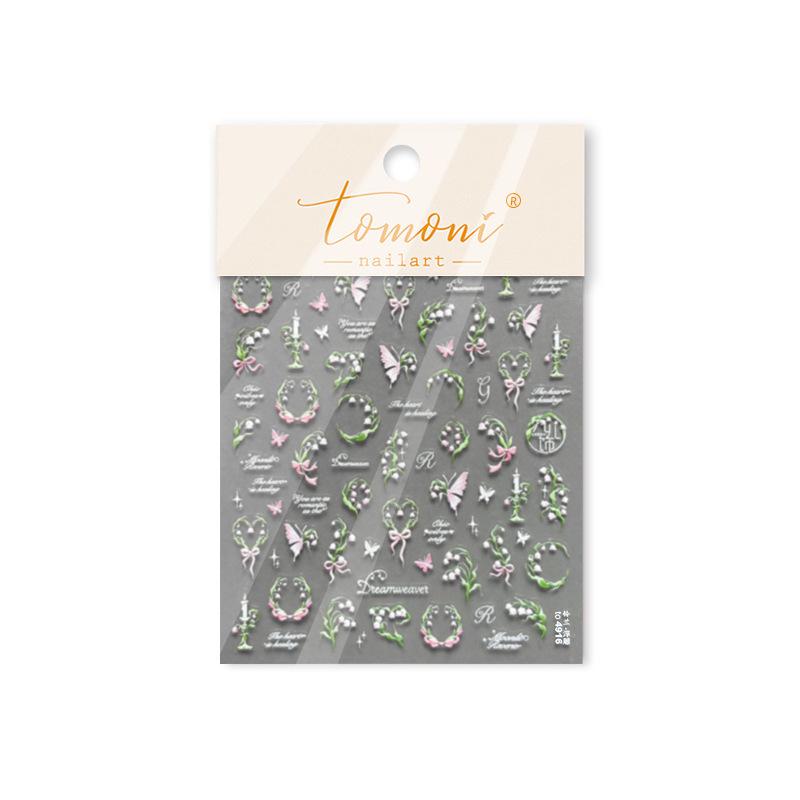 

Тисненые японские наклейки для ногтей Tomoni для детей - Аксессуары для нейл-арта «Ландыш»