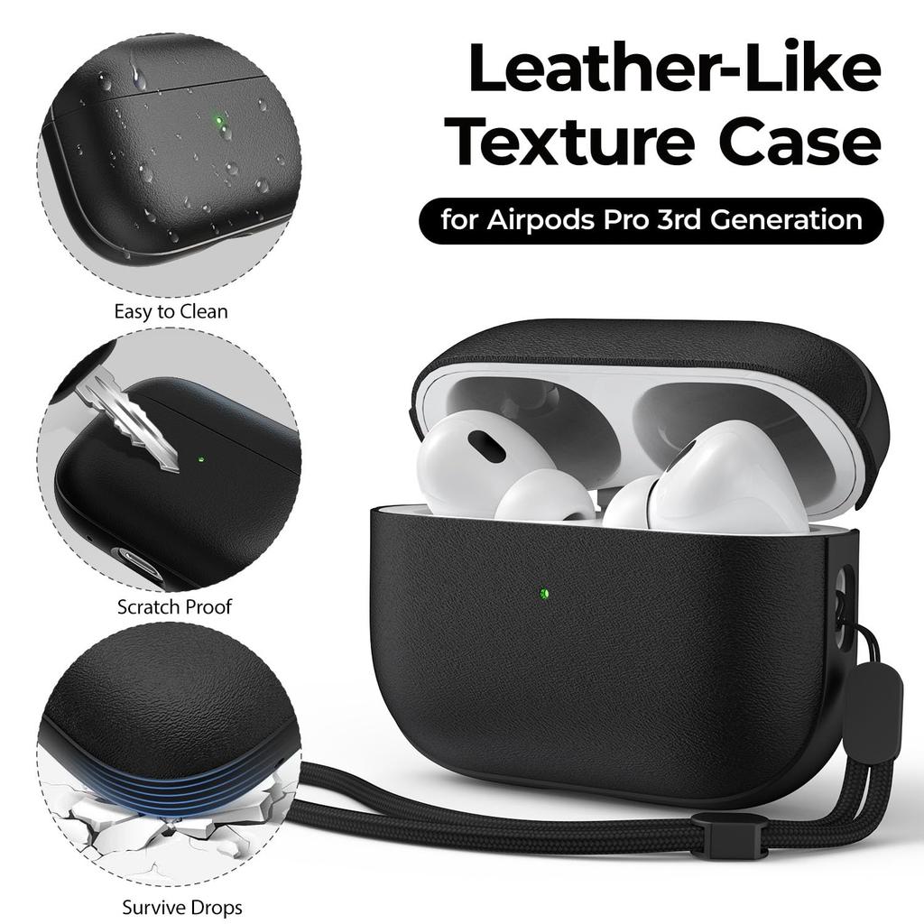 Nouveau Étui pour écouteurs AirPods Pro 3 Texture cuir Pour AirPods Pro 3ème génération Étui de protection avec cordon pour AirPods Pro3
