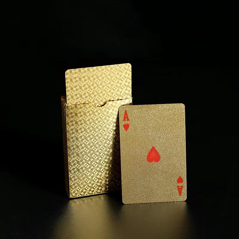 Gold Foil Black Plastic Playing Cards - Waterproof, Wear-Resistant PVC for Dou Dizhu Entertainment