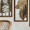 Vintage Style Wood Sculpture 3Pcs Wooden Forest Wolf Wall Decorations Decorative Hanging Ornaments Rustic Hollow Carved Pine Head Decor Tree Art for