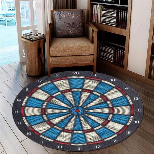 Water and Fire Dart Pattern Non-Slip Area Rug, Round Rug Floor Mats Carpets for Bedroom Living Room Decorative,Children Play Rug