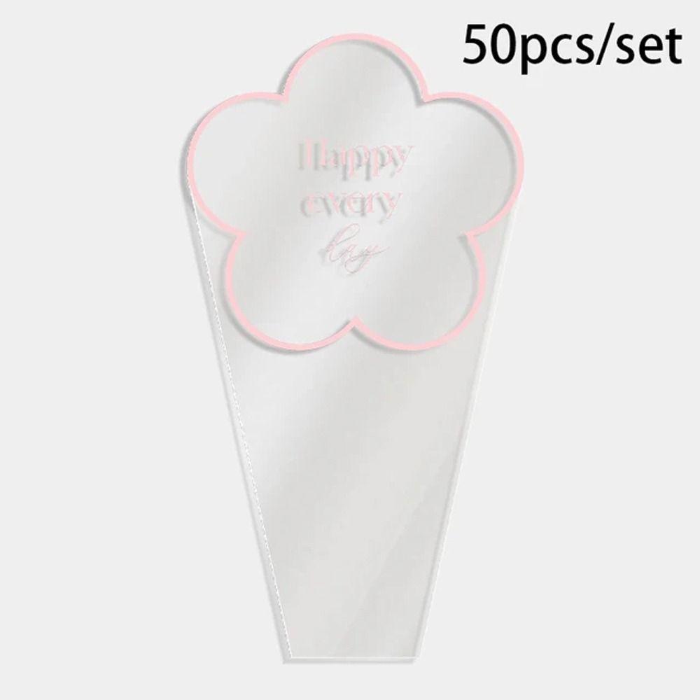 50pcs Transparent Flowers Packaging Plastic Bags Portable Bouquet Wrapping Paper Florist