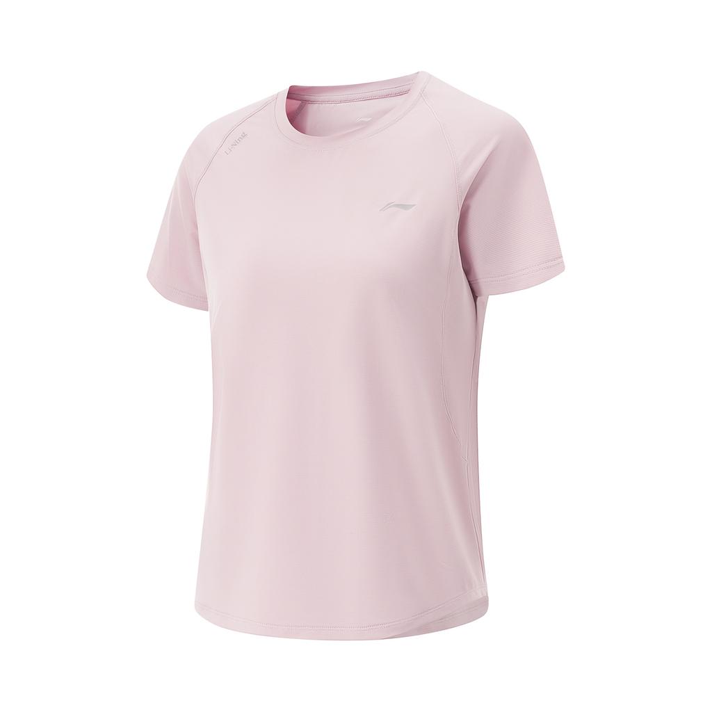 Li Ning Cool Tea T Comfortable Casual Simple Versatile Round Neck Pullover Short Sleeve T-Shirt Women T-Shirt Milk-Stone-Pink ATSV594-2