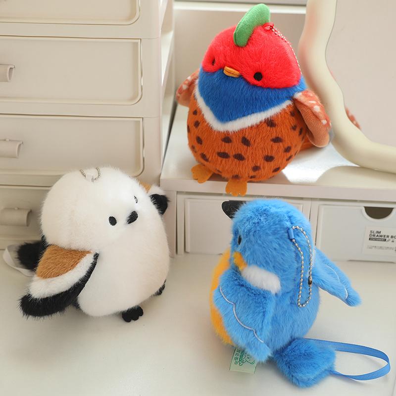 Cute Mini Standing Shoulder Pet Bird Plush Toy Fluffy Parrot Pigeon Stuffed Doll Pendant