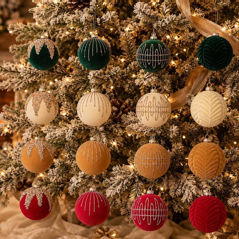 Holiday Display Baubles, 16 Count, 7.5 Cm Textured Tree Set with Light-Catching Finish for Window, Shelf, and Party Use