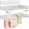 VIKAQI Wall-Mounted Clothes Drying Rack, Foldable, Indoor/Outdoor Use, Space-Saving, Includes 5 Clothes Drying Poles, 80cm