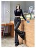 Women's Slimming Velvet Flare Jeans - Wide Leg, Horseshoe Style for 2025/26 Autumn/Winter and Spring