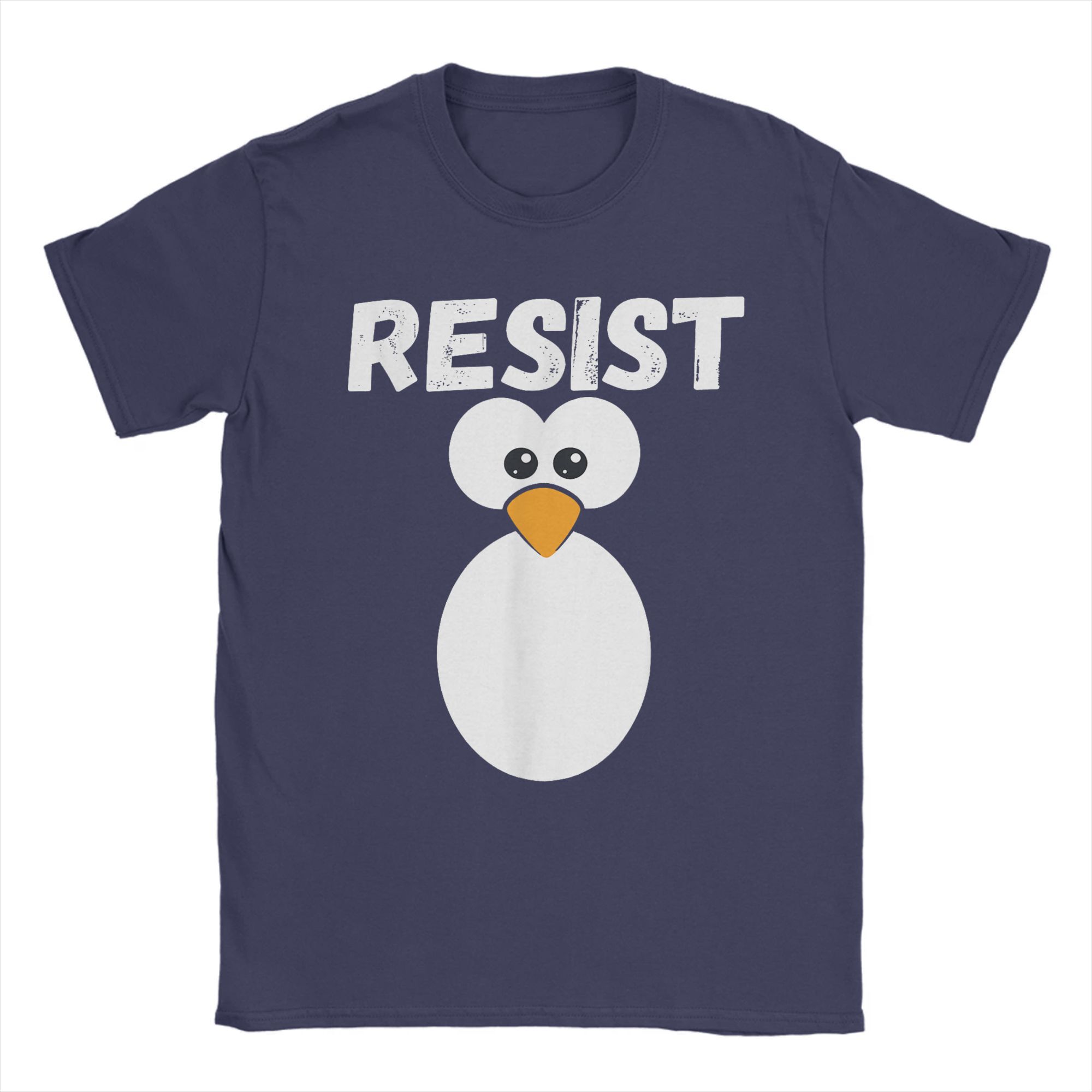 

Юмористическая забавная футболка Penguin Resist Cool для мужчин с круглым вырезом, 100% хлопок, футболка с коротким рукавом, акция протеста против пошлин, подарочный товар XXXXXL темно-синий