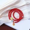 6mm Cinnabar and Amber Triple-Round Bracelet with Pendant
