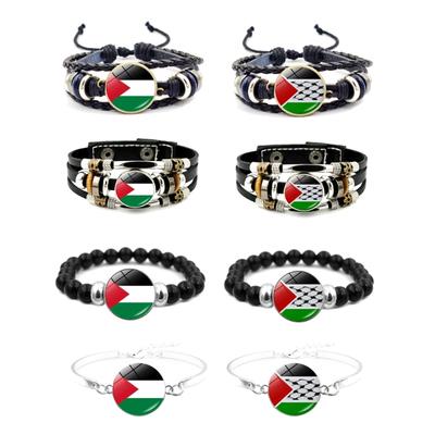 Palestine Flag Bracelet Vintage Multi-layer Woven Beaded Bracelets Jewelry Accessories Adjustable Chain Wrap for Women