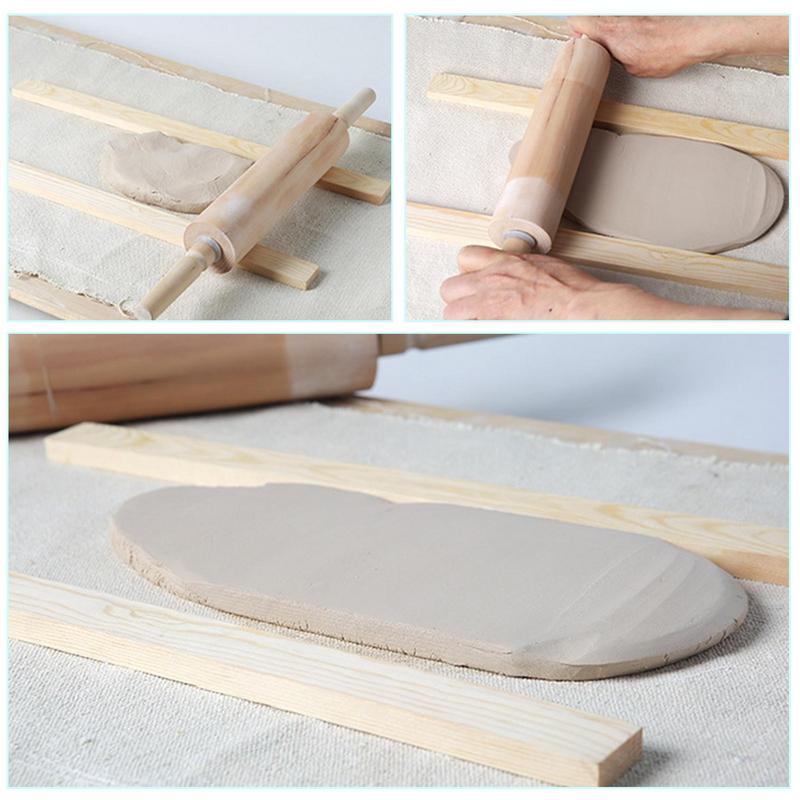 Pottery Rolling Stick Guide Thick Non Stick Baking Ruler Rolling Pin Wood Rolling Pin Measuring Clay Sculpting Pottery Tools