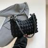 Women's simple temperament gentle folds underarm bag women's spring summer shoulder messenger bag small square bag
