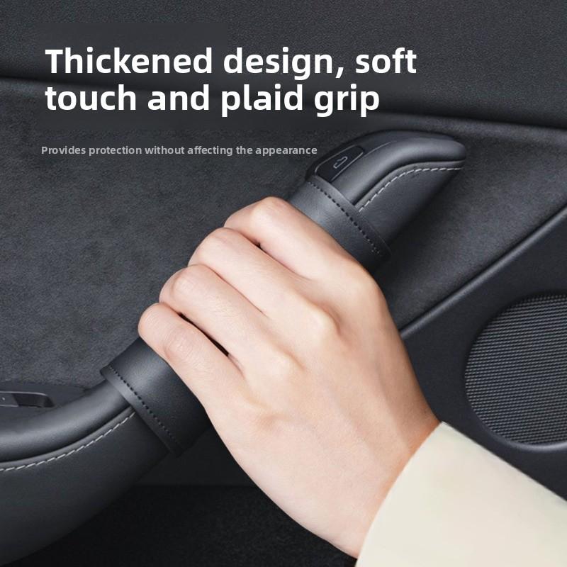 Car Sticker For Tesla Model Y Juniper New Version Door Inner Handle Protective Cover Sweatproof Door Handle Leather Protective C