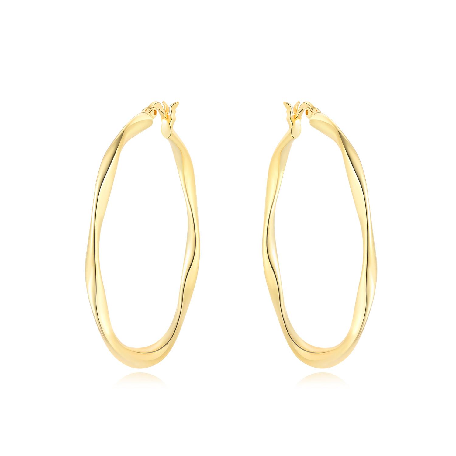 

925 Sterling Silver Golden Gorgeous Daily Earrings Jewelry Versatile Hoop Earrings for Women Jewelry Birthday Party Fine Gifts