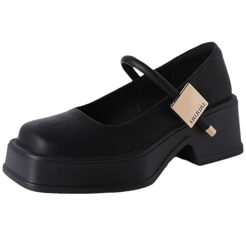 Fashion Woman Pumps Square Heels Casual Office Shoes for Women Elegant Stylish High Quality 2025 Trend Vacation Summer Mary Jane Shoes