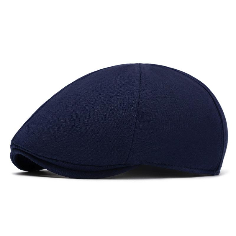 Herren Schirmmütze Herbst Winter Großer Kopf Baskenmütze Retro Baumwolle Unifarbene Kappe Britische Schiebermütze