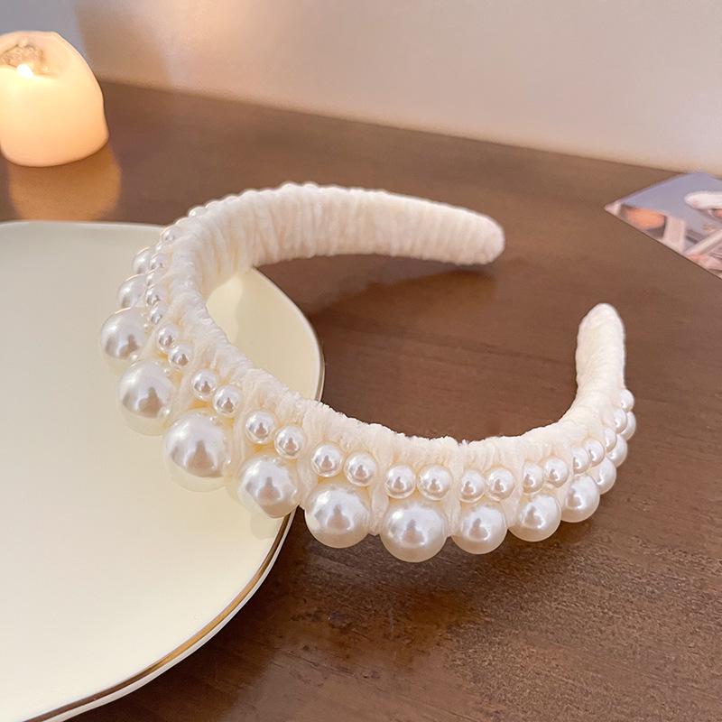 Diamond Pearl Gauze Sponge Headband: Fresh Japanese-Korean Fairy Style Accessories