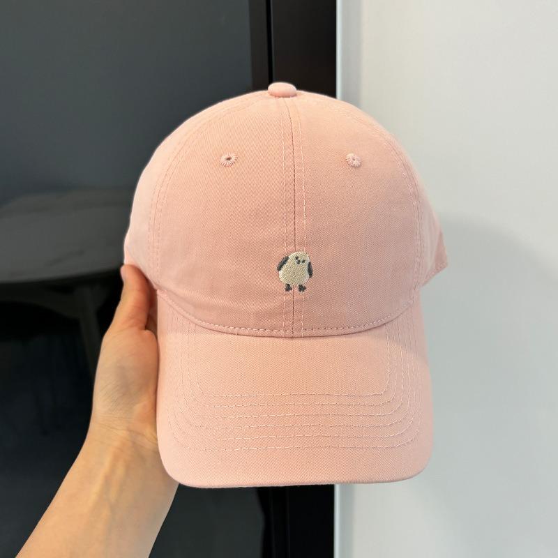 Cute cartoon chick embroidered baseball cap female new wide brim showing face small hat soft top cap male