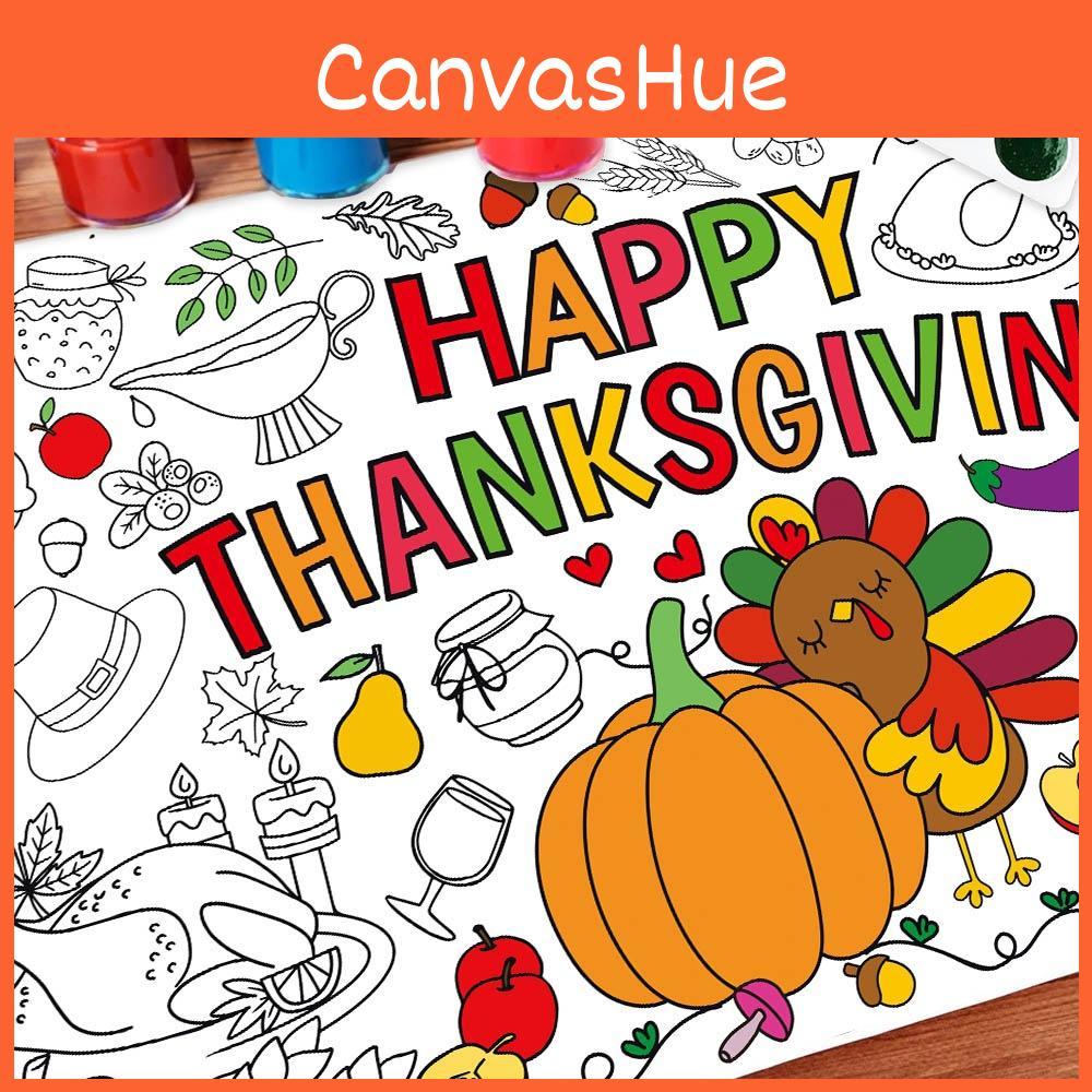 Kids Thanksgiving Diy Canvas Graffiti Paper For Fall Celebration Party Decor